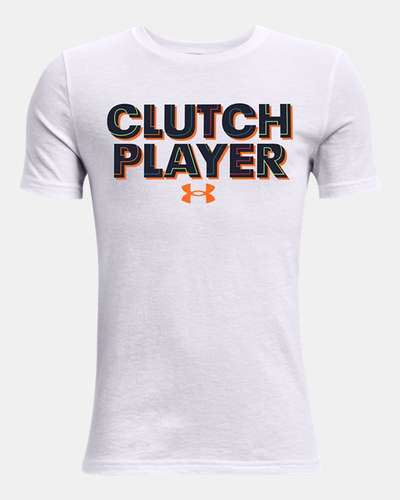 Boys' UA Clutch Player Short Sleeve, White, pdpMainDesktop image number 0